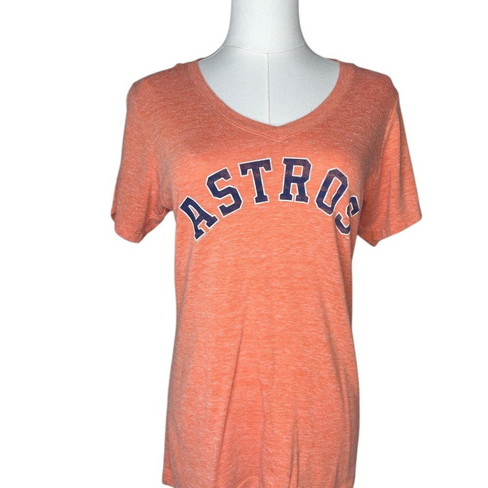 ~ Women's Orange‎ Astros V-Neck T-Shirt Size Medium